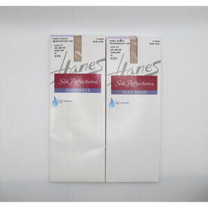 4Pair Hanes Silk Reflections Silky Sheer Knee High 775 Travel Buff One Size